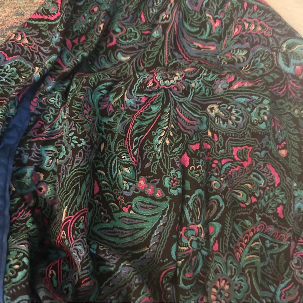 Victoria secret vintage gold label paisley flor print robe black pink blue teal - Picture 6 of 10